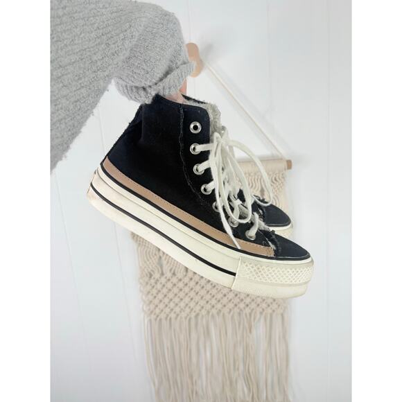 Converse CTAS Hi Top Platform Sneakers Womens Size 6 Black Raw Edge Chunky Sole - Picture 3 of 8